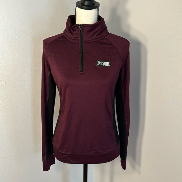 PINK Victoria's Secret Tops - PINK Victoria’s Secret Women’s Purple/Black Ultimate 1/4 Zip Athletic Top Sz S